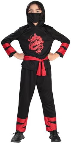 Riethmüller Costume de légende ninja pour enfant - Noir - Costume de carnaval pour garçons et filles - Déguisement & costume pour enfant