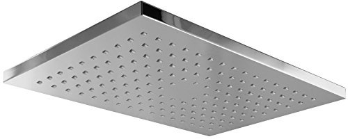 PaulGurkes Regenbrause Duschkopf eckig Kunststoff Kopfbrause Regendusche Antikalkdüsen 24x36 verchromt