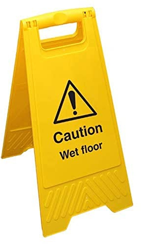 Caution Wet Floor - Cartello giallo su entrambi i lati