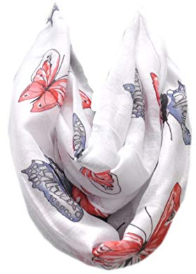 Euly Loop Schal Halstuch Tuch Schlauchschal Rundschal Damen Schmetterling