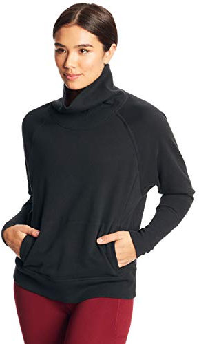 C9 Champion Chemise de Yoga à Manches Longues en Tissu éponge pour Femme, ébène, L