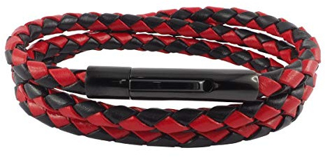 König Design Lederkette Lederband Leder-Armband 6 mm Herren Halskette 17-100 cm lang mit Hebeldruck-Verschluss Schwarz geflochten