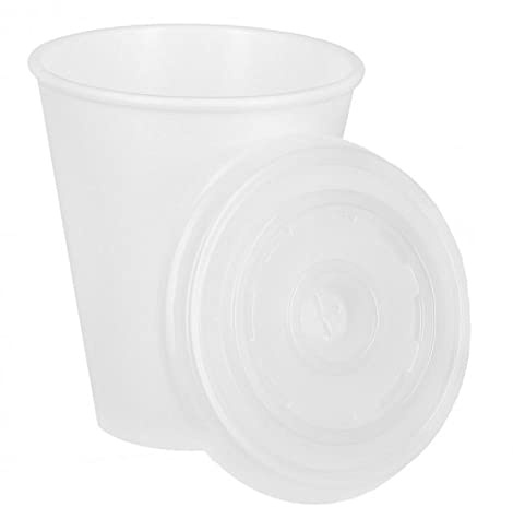 Clim Profesional. 600 Vasos térmicos desechables de Porex con tapadera para bebidas calientes. Vaso térmico de foam 200 cc para café, té o bebidas calientes. Caja con 600 vasos con tapadera.