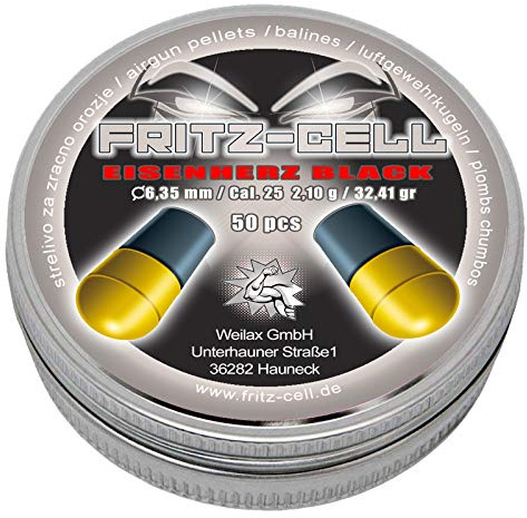 Fritz-Cell Diabolos 6,35 mm Rundkopf Eisenherz Black Luftgewehr – 50 Stück