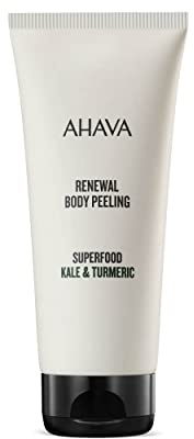 AHAVA Renewal Body Peeling mit Grünkohl und Kurkuma - 200 ml Durchtränkt mit der Mischung aus Grünkohl und Kurkuma, um die Jugendliche Strahlkraft Ihrer Haut zu Schützen