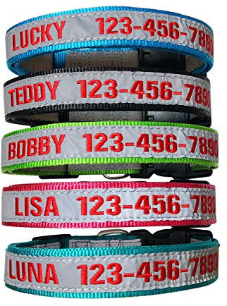 Personalisiertes reflektierendes Hundehalsband, Name und Telefonnummer des individuell gestickten Hundes mit 3 einstellbaren Größen: S-M-L, für Jungen- und Mädchenhunde Großer mittlerer Kleiner Hund