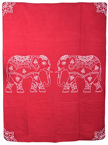 Yogabox Yogadecke Elefanten 150 x 200 cm - regional hergestellt, rot/Natur