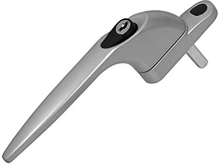 uPVC Universal Window Handle Inline Locking Espag Double Glazing Satin Silver 15mm