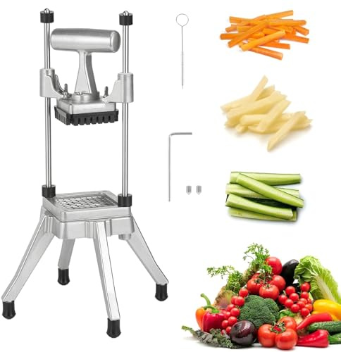 POWLAB Commercial Chopper Vegetable Cutter Fruit Dicer Heavy Duty Stainless Stee Dicer Cutter Onion Chopper Professional Food Dicer for French Fry Tomato Peppers Potato (1/4″ Blade)