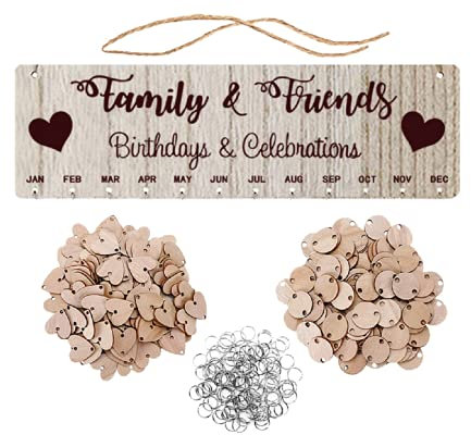DIY Geburtstagskalender Hochwertiger Holz Geburtstagskalender Erinnerung, Familie Freunde Geburtstag Immerwährender Erinnerung mit 50 Scheiben zum Selbstbeschriften, Hause Hängen Wanddekoration