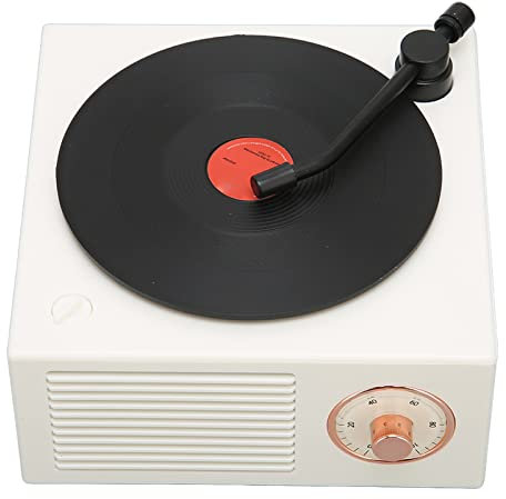 Vinyl Record Player Portable Vinyl Record Player Style Bluetooth Speaker Old Fashioned Classic Style Bluetooth Speaker with 3 Input Modes(white)