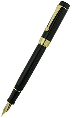 Jinhao 100 Centennial Black Resin Fountain Pen, Iridium Extra Fine Nib Gold Trim Office Writing Pen
