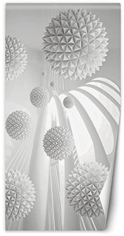 Feeby Türtapete selbstklebend geometrische Formen, Kreise, Textur 100x210 cm Türposter Türsticker Fototapete Wohnzimmer Schlafzimmer Kinderzimmer Büro Quadrate Abstrakt Weiß