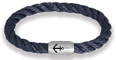 Paris Montana Das Original Anker Segeltau Armband The Legend Stabil Gedreht Mit Gravur Handmade Hochwertiger Magnetverschluss 8mm Durchmesser (Marine-Blau, 20.00)