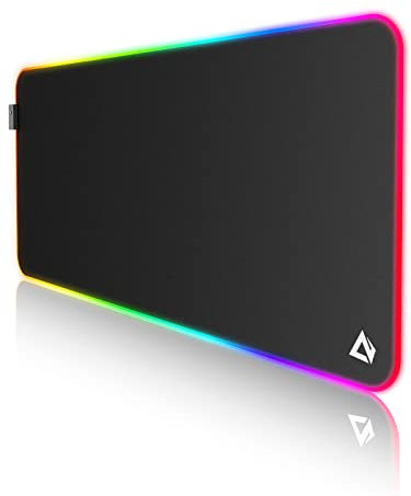 EASEMO Tappetino Mouse Gaming RGB XXL, Tappetino per Mouse da Gioco 900 x 400 x 4 mm Extra Grande, 11 Modalità Luce 7 Colori LED, Antiscivolo Impermeabile per Tastiera Computer Laptop