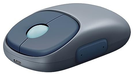 UGREEN Fun＋Mouse Inalámbrico Recargable 2.4G & Bluetooth, Silencioso Click con Receptor USB, Mouse Ergonómico 5 Botones y dpi 4000, Compatible con Windows,macOS 10.5,Anroid iOS Linux y Chrome OS,Azul
