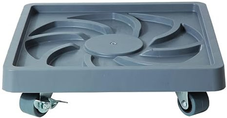 Mkuha Quadrat Kunststoffe Pflanzenroller Outdoor mit Bremse und Wasserspeicher, Blumenroller Außenbereich und Innenbereich, Pflanzenroller mit Softrollen für Parkett, Schwerlast,Grau,30cm