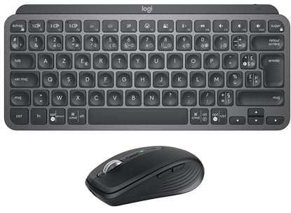 Logitech MX Keys Mini Clavier + MX Anywhere 3S Souris sans Fil | Saisie fluide, touches rétroéclairées, défilement rapide, USB-C, Bluetooth, multi-OS, AZERTY Français - Gris