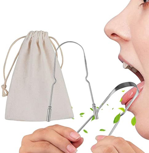 shangjia Lengua,Cepillo Revestimiento Lengua Acero Inoxidable - Tratamiento para el Mal Aliento en Forma U para Adultos, Cuidado bucal para Mantener un Aliento más Fresco