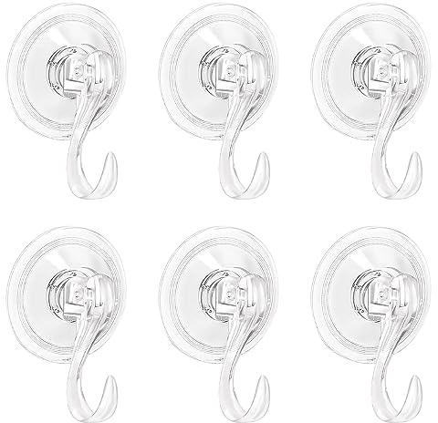 Fhioevt 6 Stück Saughaken Extra Stark Saugnapf Haken Vakuum Saugnäpfe mit Haken Wiederverwendbar Mehrzweck-Saugknopf Haken Max 3KG für Handtuch Fenster Dusche Küche Badezimmer