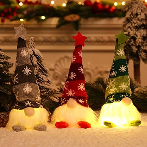 ACAREY Weihnachtsdeko 3 Stück Weihnachten Deko Wichtel mit LED Licht, Weihnachtsdeko Amerikanisch, Schwedischen Weihnachtsmann, Weihnachtsschmuck Wichtel Geschenke für Kinder Wohnkultur Weihnachten
