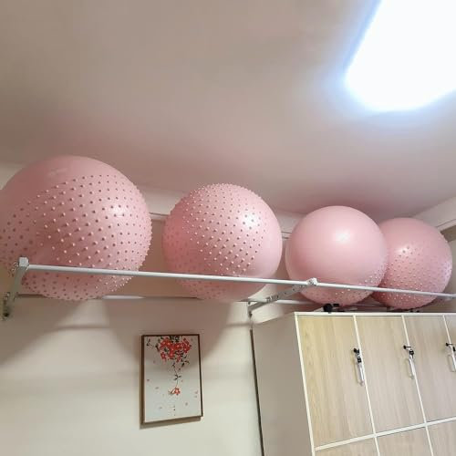 HACSYP Yoga-Ballhalter, Wandhalterung for 4 große Bälle, Zuhause/Fitnessstudio, großer, Verstellbarer Stabilitäts-Ballstuhlhalter