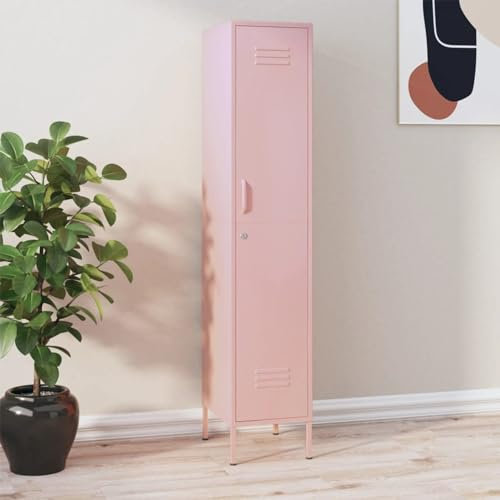 Camerina Schließfachschrank Rosa 35x46x180 cm Stahl Spind Schrank SchließFachschrank AufbewahrungsschräNke Stahlschrank
