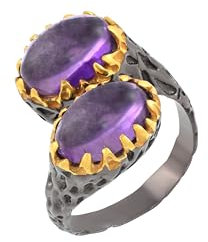 SILCASA Ringe aus 925er-Sterlingsilber, Amethyst-Cocktail-Statement-Schmuck, handgefertigter Damenring, Größe 63 (20,1)