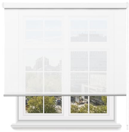 MERCURY TEXTIL- Estor Enrollable Screen Apertura 5% Proporciona Intimidad. Estor Screen para Puertas y Ventanas. Aislante Térmico, Translucidos.Instalación en Pared y Techo (120x200cm, Blanco)