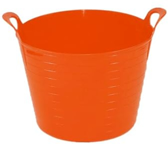 ORANGE - 42 Litre Flexi Tub Robust Versatile Multipurpose Flexible Plastic Toy Storage Container Bucket Trugs Animal Feeding Tub or Laundry Basket