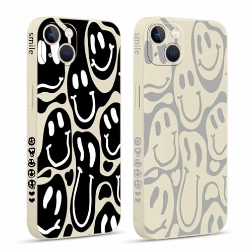 Pnakqil 2 stück Handyhülle für iPhone 13 Mini 5,4, Hülle Lustiges Funny Lächeln Design Grimace Bemaltes Muster süß Ästhetik Mädchen Silikon Schutzhülle Tasche Schön Kameraschutz Case