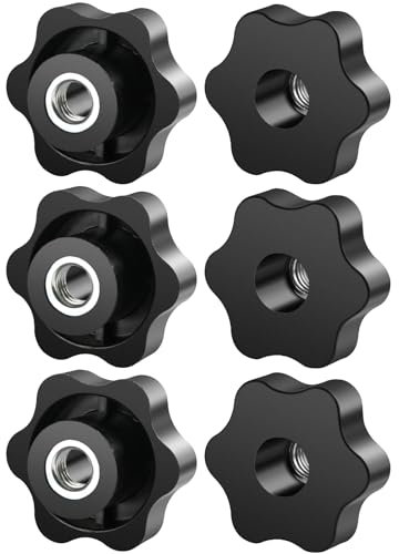 FOMGIIN 6 Pièces Ecrou à PoignéE En éToile M10 50mm DiamèTre Molette ExtéRieur Papillon Vis Moletés Filetage Moleté Bouton De Serrage Pour Machines, Meubles, Appareils De Fitne, Machines-Outils