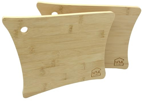 UNUS Frühstücksbrettchen aus Bambus Schneidebrett 2er-Set, Brotzeitbrett | Jausenbrett, Vesperbrett, Holzbrettchen, Küchenbrett