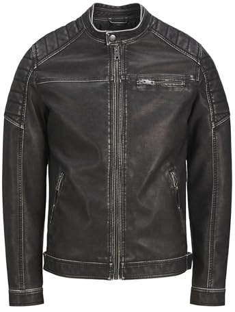 JACK & JONES Giacca in similpelle Male, Nero, S
