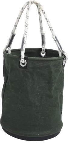 Seau en Toile Pliable et Robuste avec Poignée Robuste de 30 Kg, Chantiers de Construction Entretien des Bâtiments, Aménagement Paysager Toile de Cire Sèche 40 X 30 Cm (Vert)