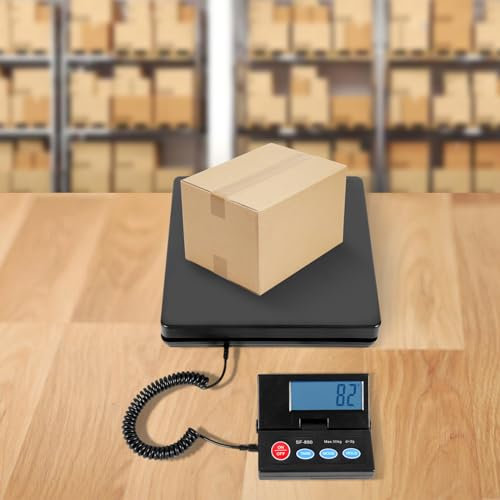 Paketwaage PostwaagePlattformwaage, Robuste Plattformwaage/Briefwaage Bis 50kg|D=2g, Abnehmbares beleuchtetes Display