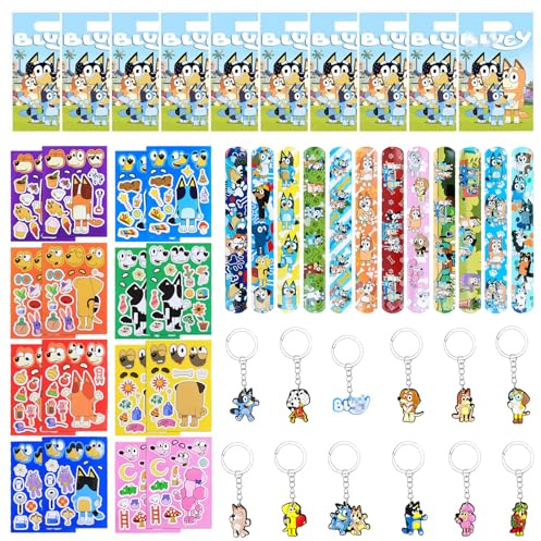 Blue-y Party Mitgebsel Kindergeburtstag Set- Blue Party Geschenke Mitbringsel Party Favor Spielzeug mit Schnapparmband Abzeichen Geschenktüten Aufkleber Ostergeschenke Füllstoffe für Mädchen Jungen