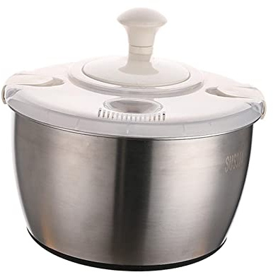 Stainless Steel Salad Spinner – Large Vegetable Washer with Bowl, Lettuce Cleaner & Dryer for Fruit and Salad Tossing