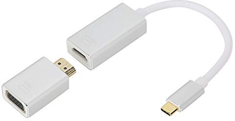 Rankomu Cable de conexión tipo C a DP/DP a VGA en cascada de combinación de cable de conexión, accesorio de cable adaptador, 1,8 m de largo, compatible con portátiles, proyectores, monitores