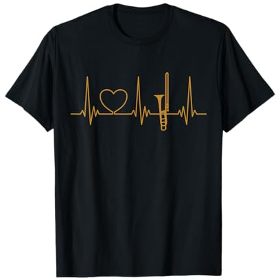 Posaune Heartbeat mit Herz und Blechblasinstrument Posaune T-Shirt