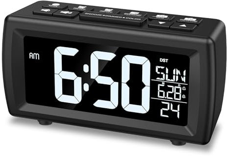 OQIMAX Digital Alarm Clock with FM Radio, Alarm Clock Bedside Radio with 7 Font Colors, USB Charging Port, Bedrooms Digital FM Radio with Sleep Timer, 5 Brightness & Volume Adjustable, Dual Alarm