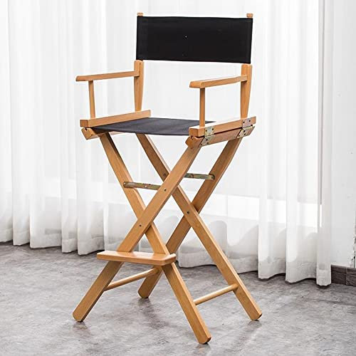 Professioneller klappbarer Regiestuhl mit Rückenlehne aus Segeltuch, 61 cm hoch, Make-up-Hocker für Künstler und Friseure (75,5 cm I)