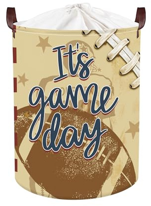 HUUMONSS Grande Cesta Porta Biancheria Bambini Palloni Sportivi Pieghevole Cestini Portaoggetti Giocattoli Vestiti per Bagno Cameretta, Rugby, 63L