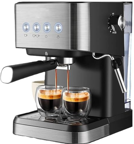 Machine À Expresso Semi-automatique 1050 W, Machine À Café Expresso, Avec Réservoir D'eau Amovible De 1,5 L, Baguette À Vapeur Pour Mousseur À Lait, La Taille De La Vapeur Peut Être Contrôlée