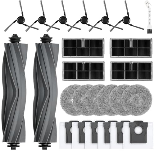 Alloytool 25 Stück Zubehör für Dreame L10s Ultra Gen 3/L50 Ultra AE | X40 Ultra Complete/X40 Master/L40 Ultra,2 Hauptbürste 4 Filter 6 Wischtücher 6 Staubbeutel 6 Seitenbürsten 1 Reinigungsbürste