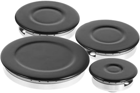 Juego de Tapas para Quemador de Gas Negro para Múltiples Quemadores | Aluminio E Hierro, Superficie Cóncava, Encendido Rápido y Diseño Anti-explosión
