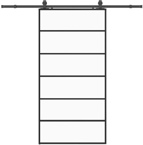vidaXL Puerta corredera con herrajes negro 102x205 cm ESG vidrio