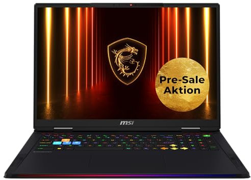 MSI Raider 18 HX AI Gaming-Laptop, 18 UHD+ Mini-LED Display, Intel Core Ultra 9, NVIDIA GeForce RTX 5080, 64 GB DDR5 RAM, 4 TB SSD, Windows 11 Home, QWERTZ Tastatur, Schwarz, A2XWIG-075