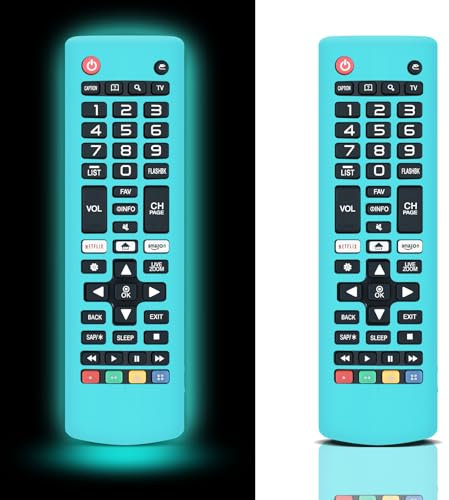 Funda de silicona para mando a distancia LG TV Glow in The Dark, funda para mando a distancia LG Smart TV AKB75095307 AKB75375604 AKB74915305 (azul brillante) -【 Pack de 2