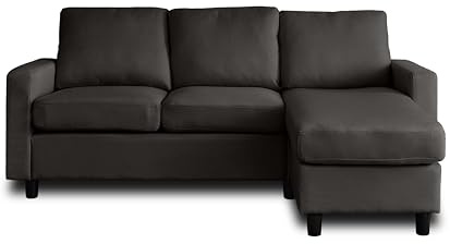 Bestmobilier - Canapé d'angle Réversible Vianon en Tissu - Sofa Gris Foncé 4 Places - Angle Droit - ou Gauche - Salon